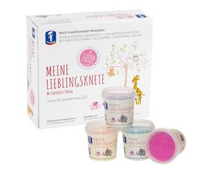 Feuchtmann My Favorite Glitter Edition - Juego de plastilina (4 unidades de 130 g, sin gluten vegana, plastilina para niños, no tóxica con purpurina orgánica, para juegos creativos a partir de 2 años)