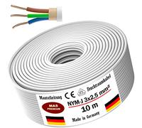 Feuchtraumkabel Stromkabel Von 5m bis 170m Mantelleitung NYM-J 3x2,5mm² Elektrokabel Ring für feste Verlegung (10m)