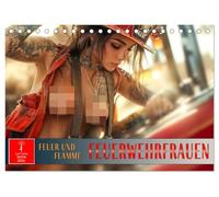 Feuerwehrfrauen - Feuer und Flamme (Tischkalender 2026 DIN A5 quer), CALVENDO Monatskalender: Feuerwehrfrauen - faszinierendeTattoos treffen auf Fantasie und Schönheit.