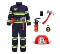 Feuerwehrmann Kostüm Für Kinder - Detailreiches Feuerwehr Rollenspielset, Helm Zubehör Feuerlöscher | Kreatives Verkleidungsset Für Mädchen Alltag Spielgruppe Geburtstag