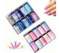 Feuille d'ongles Nail Art - 20 Rouleaux de Stickers à Transfert d'aluminium pour manucure, 4x50 cm chacun, pour DIY manucure et créations de Design Uniques, avec boîte de Rangement