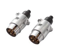 Feuunly 2 Piezas x Enchufe de Remolque de 7 Pines Macho Aluminio, 12V Impermeable Conector Remolque 7 Pines, Conector Enchufe de Remolque Macho Metal para Camión RV Caravana (Botas Caucho)