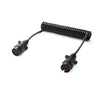 Feuunly 3,7m Cable Extensión Remolque 7 Pines, Espiral Remolque, Norma ISO 1724 Enchufe Remolque Macho, Núcleo de Cobre Puro Carcasa de PU, para Vehículos Europeos, Remolque, Yate, RV 12V/24V