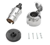Feuunly Enchufe de Remolque de 7 Pines Macho y Enchufe de Remolque de 7 Pines Hembra Aluminio, 12V Impermeable Conector Remolque 7 Pines Metal con Junta de Goma, Conector Enchufe Remolque RV Caravana
