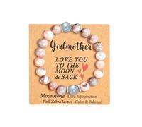 Feuvois Regalo Madrina - Pulsera de Piedra Natural para Madrinas, Madrina Regalo de Cumpleaños, Regalos del Día de la Madre para Madrinas, Pulsera Elástica de Piedras Naturales para Madrina