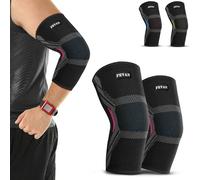 FEVAN PACK 2 Coderas de Compresión para Epicondilitis y Tendinitis, para Hombre y Mujer, Codera Deportiva para Codo de Tenista, Crossfit, Codo Golfista (Rosa Flúor, S)