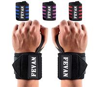 FEVAN Pack 2 Muñequeras Gym Ajustable -Tendinitis Muñeca - Muñequeras Crossfit Unisex - Túnel Carpiano - Padel Tenis Fitness Pesas y Gimnasio. (Negro)