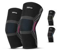 FEVAN Pack 2 Rodilleras Menisco y Ligamento de Compresión | Rodillera Estabilizadora Antideslizante para Hombre y Mujer para Todo Tipo de Deportes | Voleibol, Crossfit, Gym, Correr (ROSA, XL).