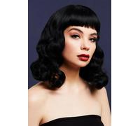 Fever Bettie Peluca Con Corto Flequillo Negro 1950s Pin-Up Mujer para Disfraz