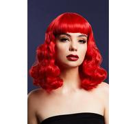 Fever Bettie Peluca Con Corto Flequillo Rojo 1950s Pin-Up Mujer para Disfraz