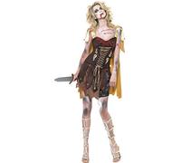 Fever - Disfraz de gladiador zombi para mujer, color marrón, talla L