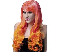Fever Emily Wig, Pink & Orange, Long Soft Curl with Fringe, 28inch/71cm