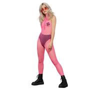 Fever Mono Sin Mangas Con Cremallera Rosa Neón Sexy Para Damas Fiesta Disfraz