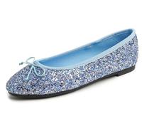 Feversole Décolleté piatte da Donna a Forma di Macaron lucido in Memory Foam con cuscino Insock Glitter intorno Alla Punta, Glitter Multi BLU, 36 EU