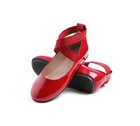 Feversole Elastic Belt Bailarinas Niña de Vestir - Zapatos Cómodos para Ceremonias - Ballet Flats Rojo Pat Cinturón 32