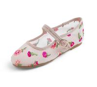 Feversole Lace Bailarinas Niña de Vestir Zapatos Cómodos para Ceremonias Ballet Flats Beige Rosa Encaje EU 32