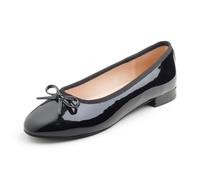 Feversole Round Low Heel Fashion Flat- Zapatos Planos con Hebilla y Puntera Redonda para Mujer Charol Negro 40 EU