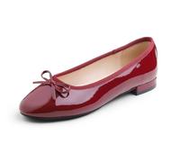 Feversole Round Low Heel Fashion Flat- Zapatos Planos con Hebilla y Puntera Redonda para Mujer Charol Borgoña 42 EU