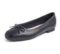 Feversole Square Fashion Flat- Zapatos Planos con Hebilla y Puntera Redonda para Mujer Puntera Plana Negra 40 EU