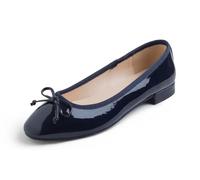 Feversole Square Low Heel Fashion Flat- Zapatos Planos con Hebilla y Puntera Redonda para Mujer Charol Armada 37 EU