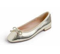 Feversole Square Low Heel Fashion Flat- Zapatos Planos con Hebilla y Puntera Redonda para Mujer Charol Gold 42 EU