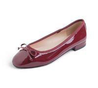 Feversole Square Low Heel Fashion Flat- Zapatos Planos con Hebilla y Puntera Redonda para Mujer Charol Borgoña 37 EU