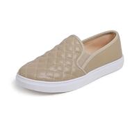 Feversole Women's Fashion Slip-On Sneaker Casual Flat Loafers,Sneakers Slip-on Alla Moda per Mocassini Piatti Casual da Donna Piel Vegana Acolchada Topo 37 EU