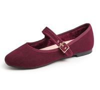 Feversole Women's Soft Breathable Belt Mary Jane ，Mujer Zapatillas Merceditas De Lona Mary Jane Borgoña Pana 39 EU