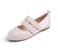 Feversole Zapatillas Mary Jane Acolchadas para Mujer, con Correas Dobles, cómodas, Informales, de Tela Suave, Deportivas, Tela Beige MF Dos Correas