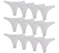 FEVITEX ESSENTIALS FEVI Pack 12 Tangas de Algodón para Mujer, Sin Costuras, Ropa Interior Cómoda, Suave y Elástica, Lencería Bragas (FR/ES, Letras, M, L, Regular, Regular, Blanco)