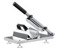 FEVKFTXF Cortadora de fiambre de Acero Inoxidable 304, cortadora Manual de rebanadoras de Carne de Res, cortadora de Frutas y Verduras, Espesor de Corte Ajustable con Resorte de Retorno,Plata