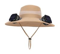 FEVKFTXF Sombrero de Doble Ventilador con energía Solar para Hombres, Senderismo y Pesca al Aire Libre Verano, Sombrero protección sombrilla, Pescador Transpirable Alero Grande,G