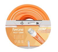 Fevone Manguera de agua 20 metros 13 mm 1/2 pulgadas, 4 capas, 25 bar, resistente y duradera, para exteriores, compresor, manguera de jardín flexible, resistente, naranja