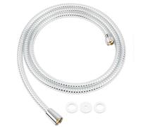 FEVONE Manguera ducha 1.5m flexo PVC chuveiro ducha liso plata & transparente, flexo de ducha de repuesto con conexiones de latón, conexión universal G 1/2 pulgadas ducha antitorsión