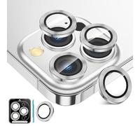 Fewdew Protector de Lente Cámara para iPhone 15 Pro y iPhone 15 Pro Max, Cristal Vidrio Templado 9H Individuo Anillo Metal,Anti-Arañazos, Amigable para Funda