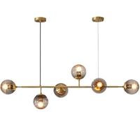 FEWDSCA 6-Luz de Mediados Del Siglo Moderno Bola de Vidrio Lámpara Lineal Humo Esfera Gris Sputnik Burbuja Lámpara Industrial Tira Larga Luz para Comedor Cocina Isla Granja