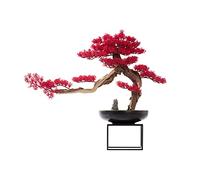 FEWDSCA Árbol Artificial de Bonsai Simulación Roja Bienvenida Pino Micro Bonsai Decoración Moderna Oficina Sala de Estar Decoración Del Pasillo Árbol de Simulación