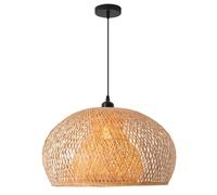 FEWDSCA Bola de Bambú Colgante Lámpara de Luz de Iluminación American Country Farmhouse Wicker Colgante Luz Restaurante Colgante Sombra de Lámpara Cúpula Lámpara Colgante Ajustable Industrial