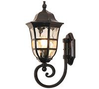 FEWDSCA Clásico Tradicional Al Aire Libre de la Pared Sconce Linterna 1-Luz Exterior de la Lámpara Del Jardín Transparenteua Textura Vidrio Ideal para el Porche Y el Balcón/Negro