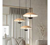 FEWDSCA Decoración Moderna Minimalista Lámpara Colgante Ajustable Nórdica Creativa de Madera Grano Mesa de Comedor Lámpara Colgante Wabi-Sabi Lámpara de Araña con Led 3-Color Atenuación Comedor/Natura