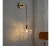 FEWDSCA Diseño Francés Pared Luz Ajustable Cocina Sconce, Granja Pared Montaje Lámpara Colgante Línea, E27 Luz, Baño de Vidrio Dormitorio/A10 * 10 * 17 cm