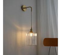 FEWDSCA Diseño Francés Pared Luz Ajustable Cocina Sconce, Granja Pared Montaje Lámpara Colgante Línea, E27 Luz, Baño de Vidrio Dormitorio/C12 * 12 * 27,5 cm