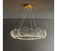 FEWDSCA Dispositivo de Fijación de Lámpara Circular Dorada Simple Moderna Lámpara Tricromática Sala de Estar Adecuada, Dormitorio Comedor de Altura Ajustable/68 cm