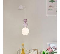 FEWDSCA Estilo Medieval Bola de Vidrio Pared Luz Sconce Moderno Brillante Cuentas Niño Encantadora Lámpara de Pared, Decoración Del Hotel Globo Luz con Base/Rosa