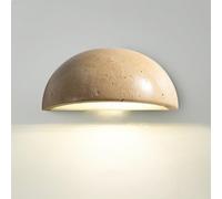 FEWDSCA Estilo Wabi-Sabi Lámpara de Pared Interior Semicírculo Amarillo Travertino Wall Sconce Lámpara de Pared de Piedra Natural de Luz Cálida Usada en Corredores Escaleras Iluminación de la Vanidad/