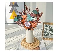 FEWDSCA Flores Artificiales Arreglo Floral Realista Rosa Decoración de Boda Flores Secas Caña Jarrón Conmemorativo Adecuado para Jardín Restaurante Flores Falsas/A2