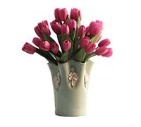 FEWDSCA Flores Artificiales Cerámica Decoración Interior Flores Artificiales Ornamentos Flores Decoración de Boda Flores Falsas/Rosa Oscuro/C. B.