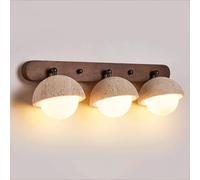 FEWDSCA Granja Vanidad Pared Sconce Espejo de Piedra Natural Frente Y Giratorio Led Luces Travertino, 2/3 Opciones de Luz para el Baño/2Lámpara