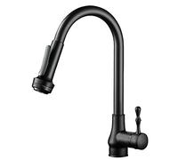 FEWDSCA Grifos de Cocina con Pulverizador Extraíble Latón Negro Caliente Y Frío 2 Funciones Boquillas Mezcladora de Cocina de Rotación