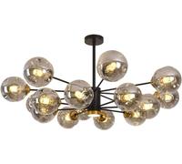 FEWDSCA Hertl Moderno Rama Clúster Vidrio Burbuja Lámpara Led Luz de Techo Humo Gris Ámbar Vidrio Granja Industrial Colgante Luz Cocina Comedor Sala de Estar Restaurante/Negro + Gris/16 Luz